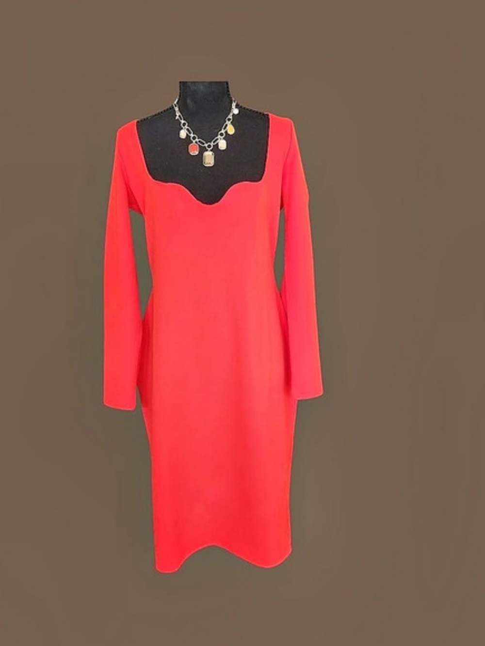 H&M Bodycon Dress Red Midi Dress Size Large